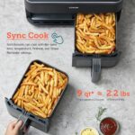 ایرفرایر دوقلو کوسوری امریکا با المنت بالا و پایین و دریچه بازدید برند COSORI مدل Dual air fryer CAF-R901 with clear window - تصویر 11