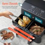ایرفرایر دوقلو کوسوری امریکا با المنت بالا و پایین و دریچه بازدید برند COSORI مدل Dual air fryer CAF-R901 with clear window - تصویر 9
